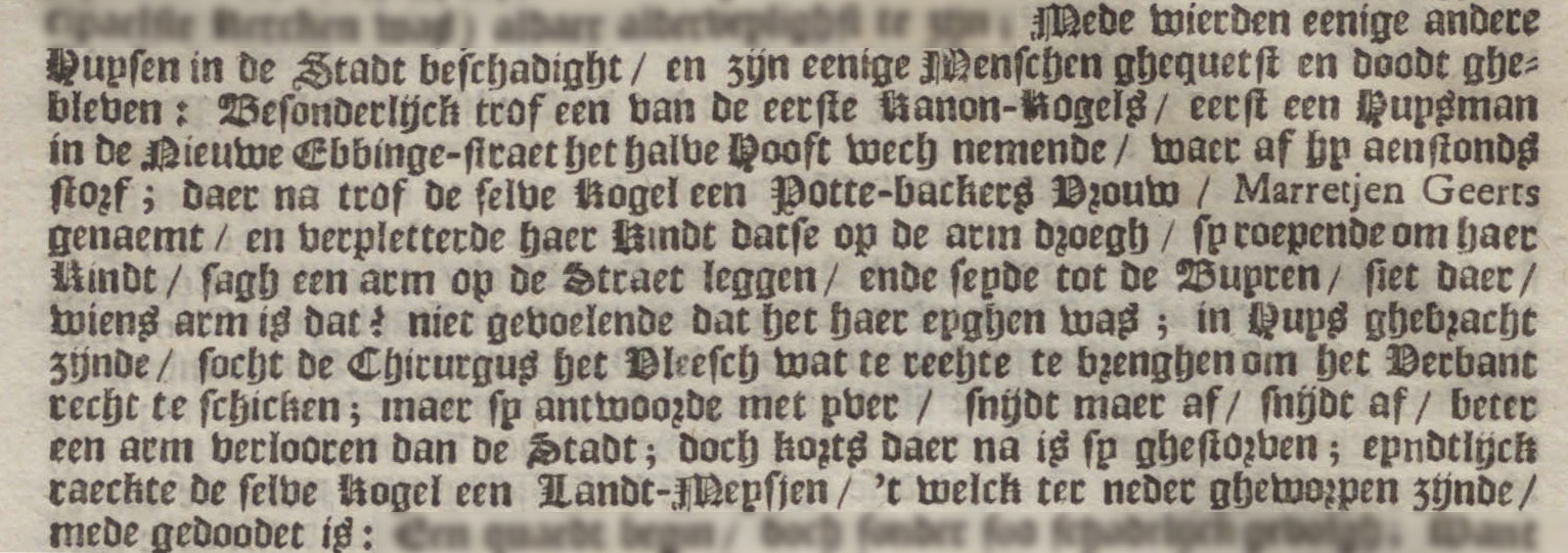 Fragment Wytlopigerjournaal waarin Marretjen zegt 'beter een arm verlooren dan de Stadt', 1672. Groninger Archieven (1772_2203, blz 10)
